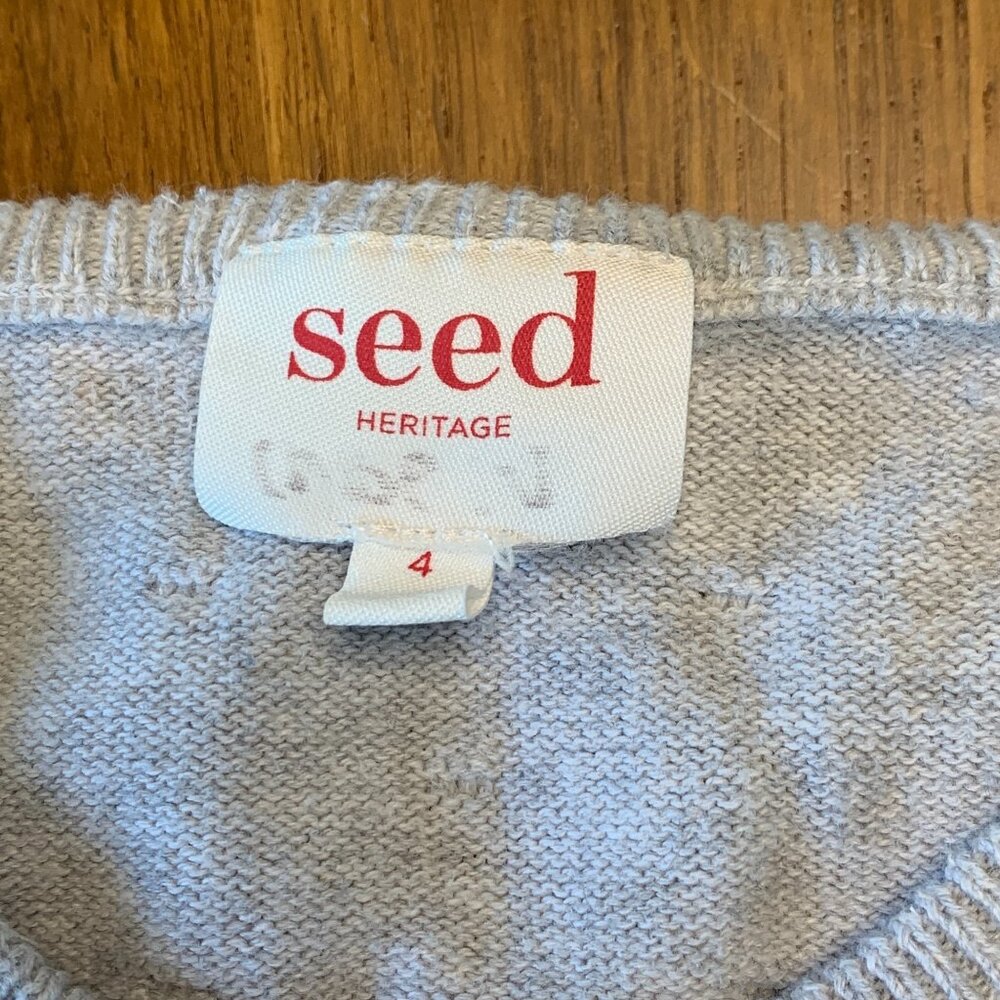 SEED HERITAGE Knobby Cardigan Sweater Girls 4 4T Knots Gray Cotton Australia - Picture 5 of 7